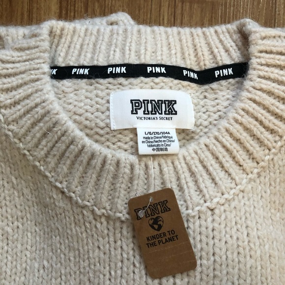 NWT VS PINK Boyfriend Knit Sweater Crew LARGE - Picture 5 of 12
